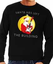 Foute feest kerst sweater zwart santa has left the building heren kersttrui