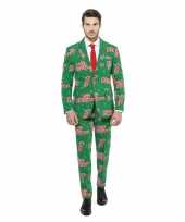 Foute groene business suit kerst thema kersttrui