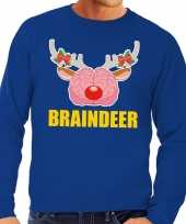 Foute kersttrui sweater braindeer blauw heren