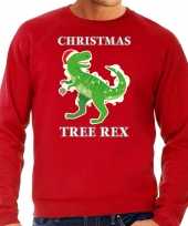 Foute rode kersttrui kerstkleding christmas tree rex heren