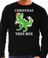 Foute zwarte kersttrui kerstkleding christmas tree rex heren