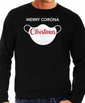 Foute zwarte kersttrui kerstkleding merry corona christmas heren grote maten